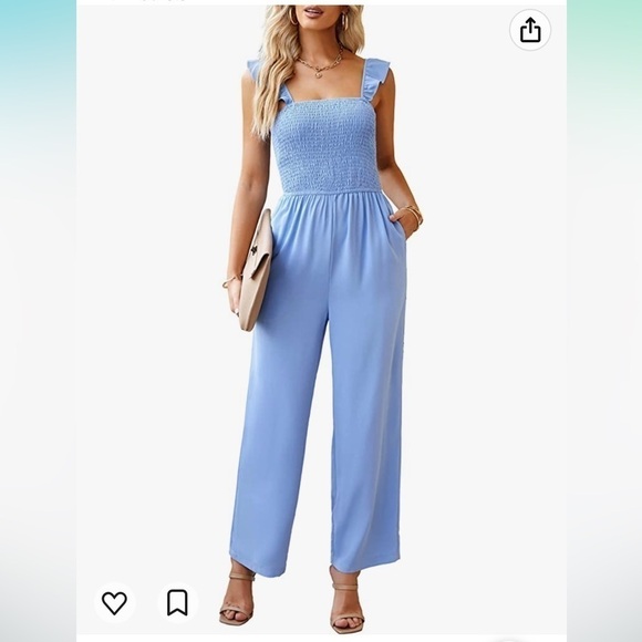 *NEW* XXL Jumpsuits  Boho Spaghetti Straps Ruffle Sleeve Wide Leg w/Pockets - Picture 1 of 4